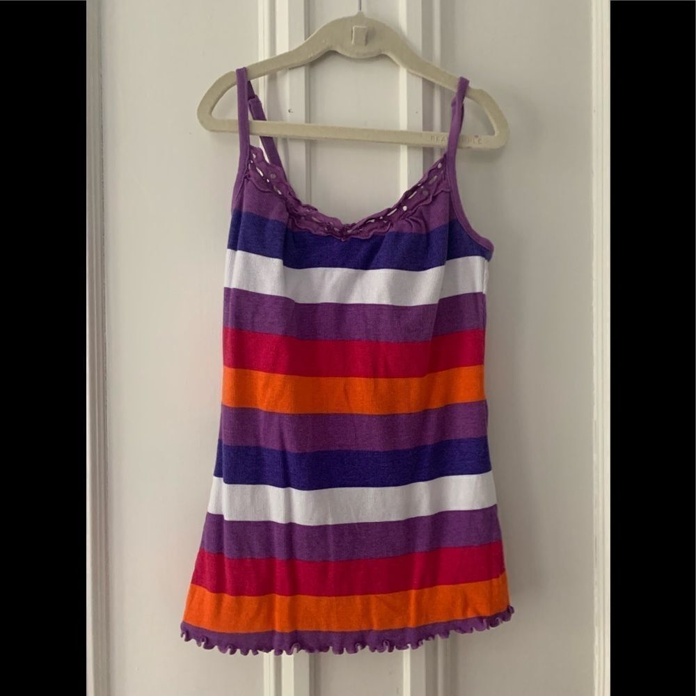 No boundaries purple/pink/orange striped tank M